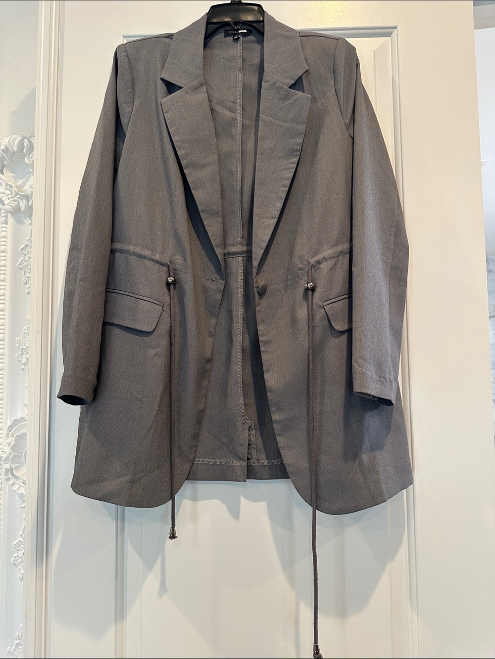 Gray Longline Blazer Jacket